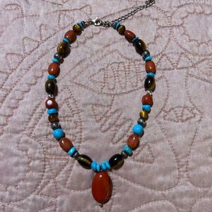 Carolyn Pollack Relios Turquoise, Jasper, & Tigers Eye Necklace
